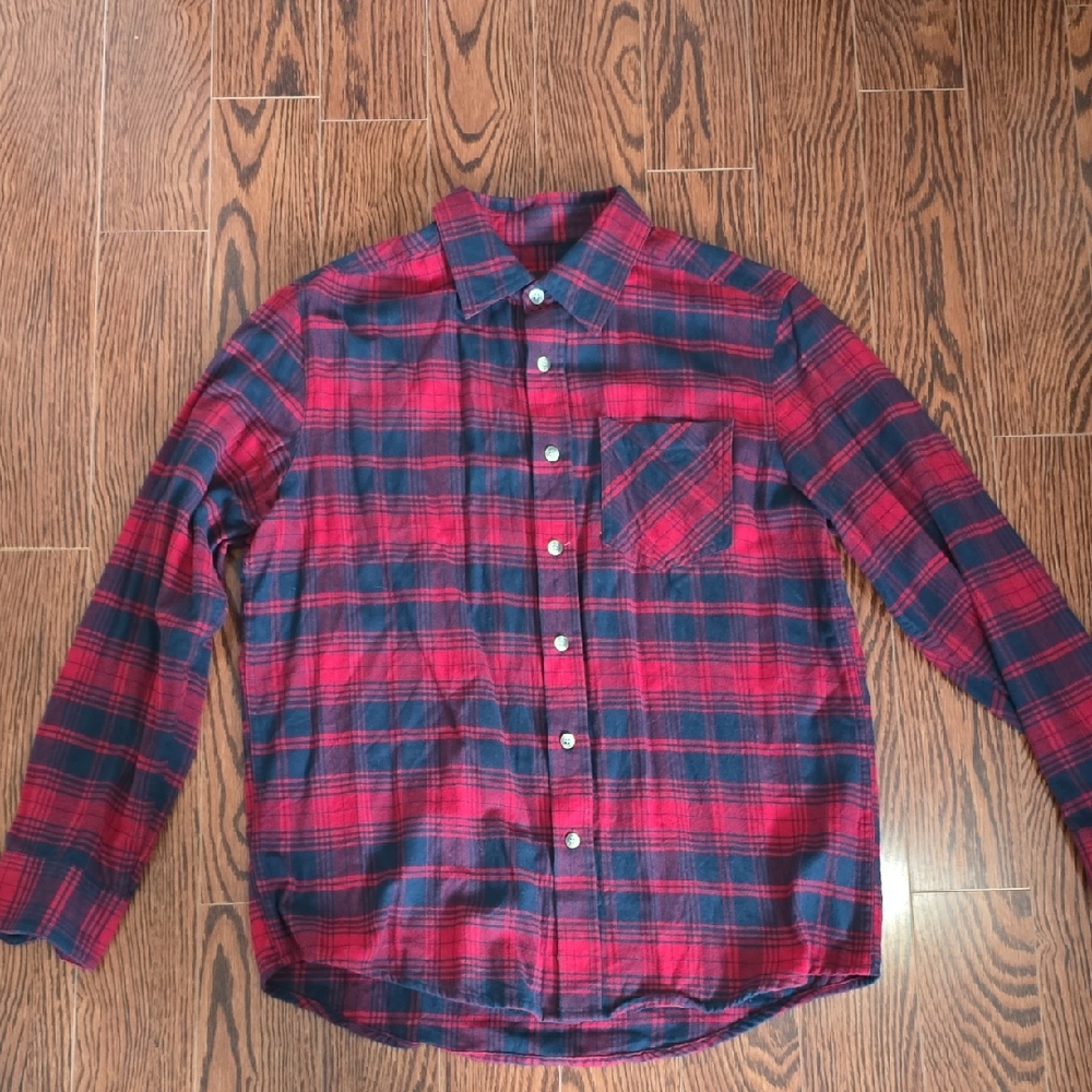 Red and Navy Plaid Men's Shirt